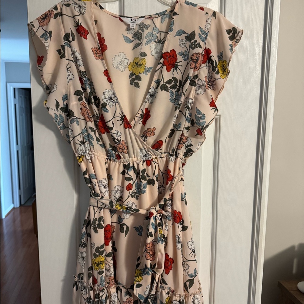 Jack by BB Dakota Pink Plunge Neck Flutter Sleeve Mini Dress